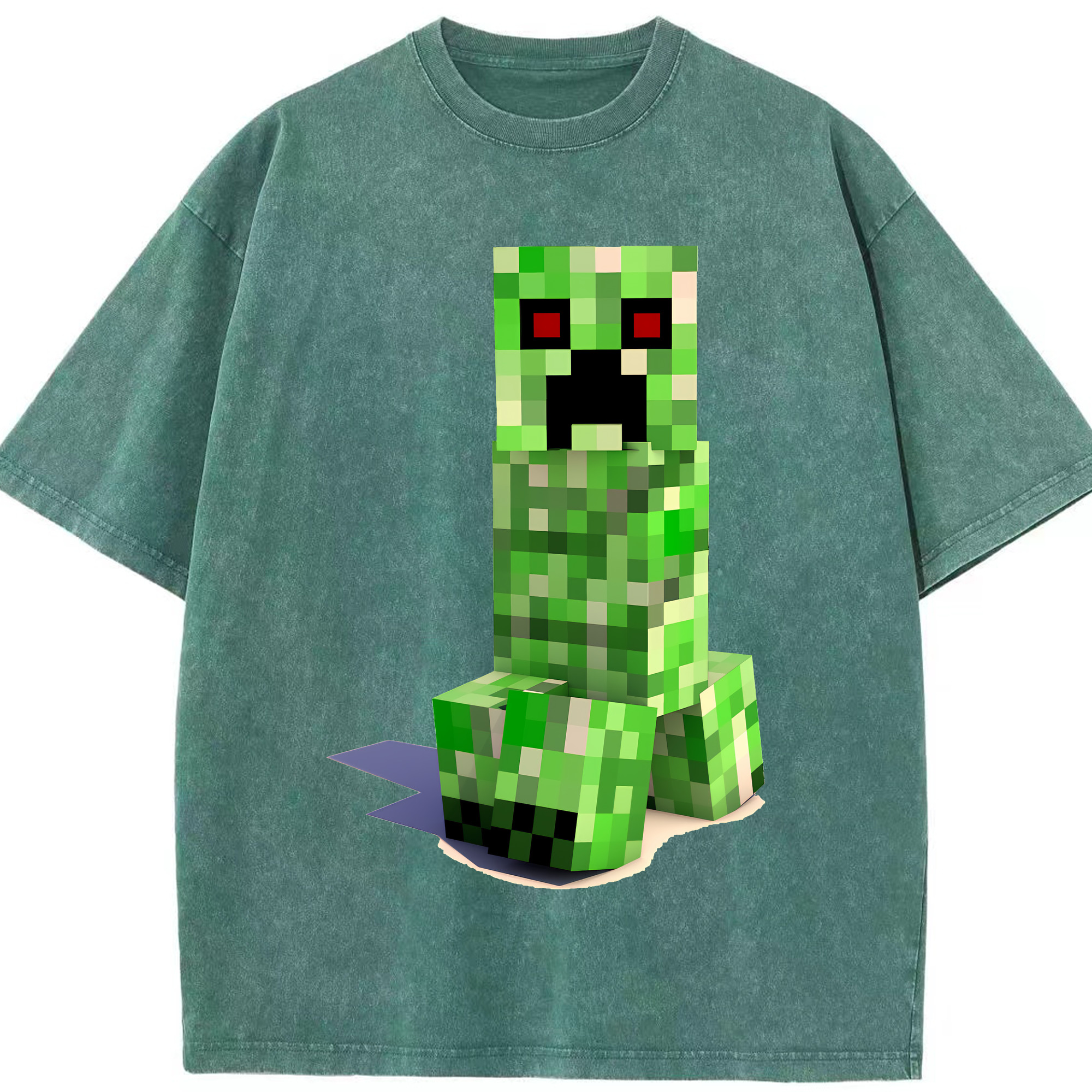 （画像用） マインクラフト ブロックの世界 Minecraft MC Block world 綿100% ヴィンテージ風 半袖Tシャツ（フロントプリント）